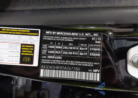 2013 Mercedes-Benz Ml 350 4Matic from USA, damaged, VIN 4JGDA5HB9DA267280